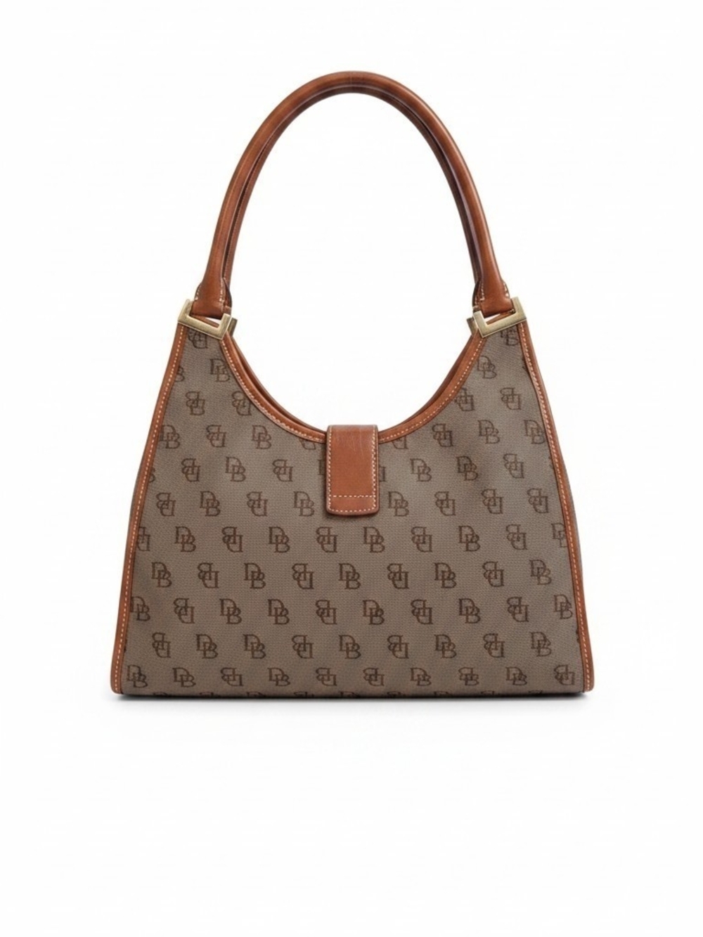 Dooney & Bourke Signature Crescent Hobo Bag In Tan With Brown Leather Trim - Picture 3 of 7